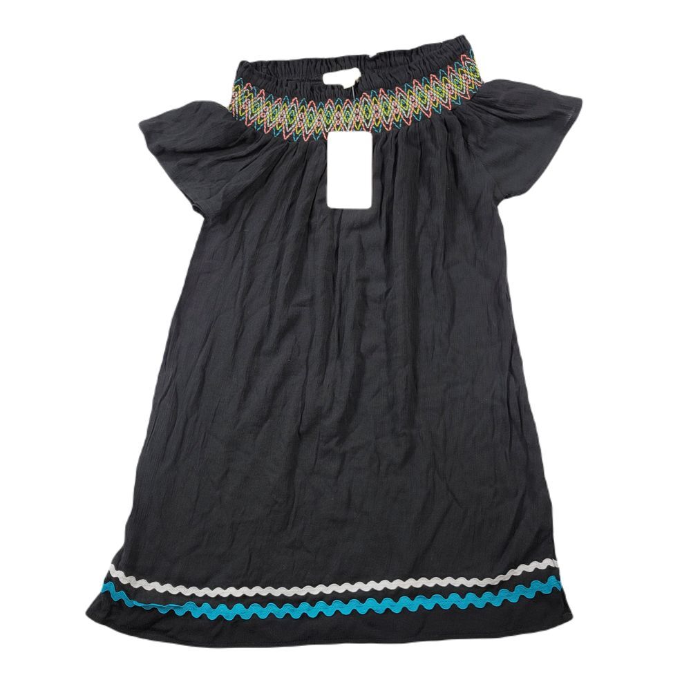 Miken Swim Cover-up Women XS Black Embroidered Off-the-Shoulder Dress